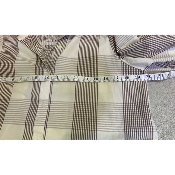 A New Day Shirt Dress Womens Small Tan Plaid Long Sleeve Tan Plaid Side Slits - Picture 10 of 12